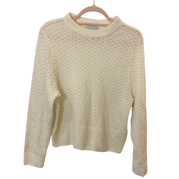 H&M brand mohair blend delicate knit sweater off white medium office casual - Picture 1 of 10